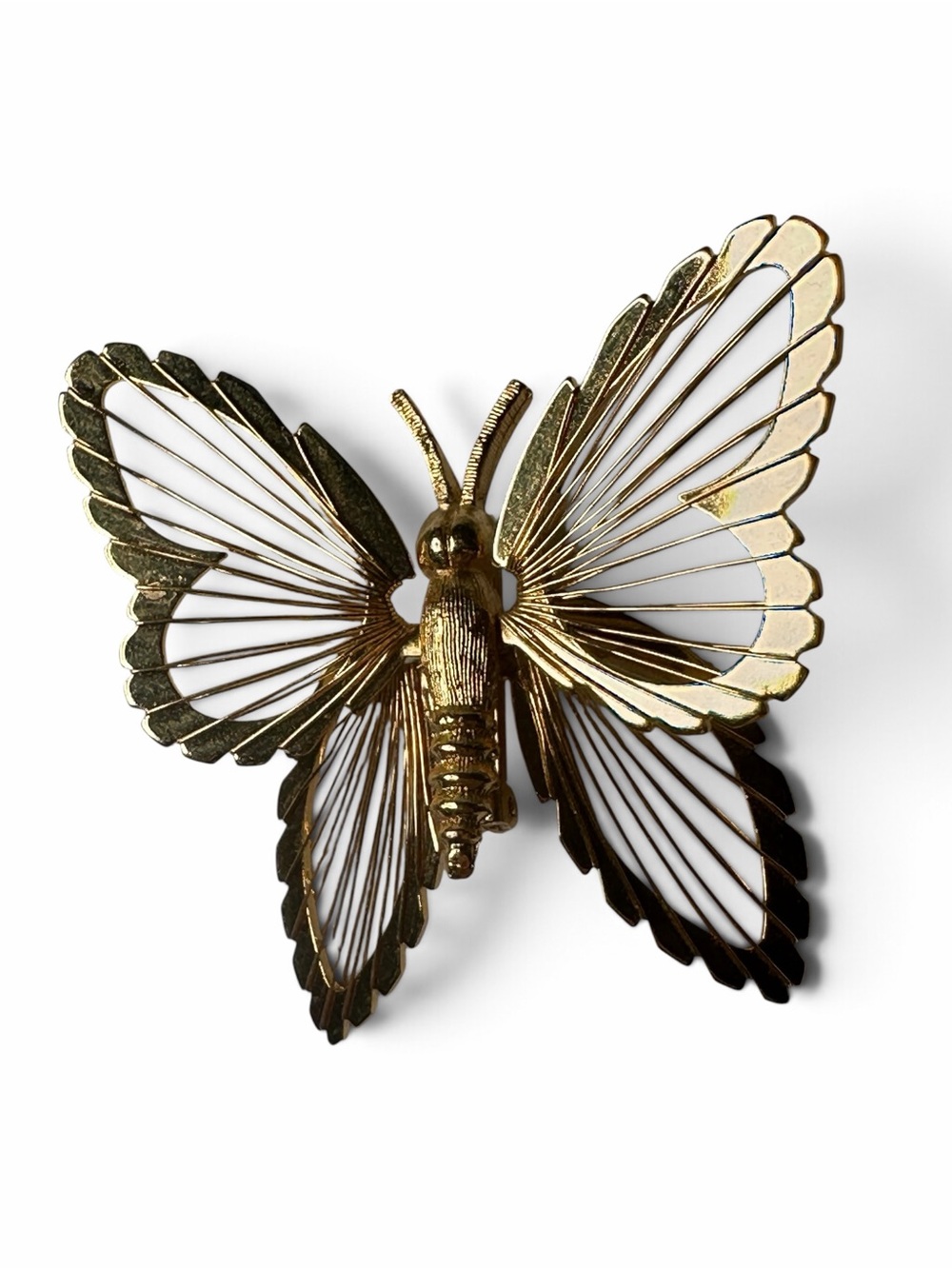 Vintage Monet Gold Tone Openwork Butterfly Brooch